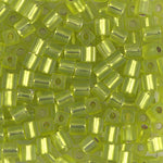 4mm Matte Silver Lined Chartreuse Miyuki Cube Bead (125 Gm) #14F