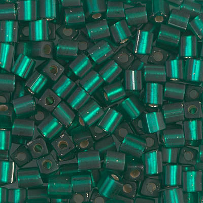 4mm Matte Silver Lined Emerald Miyuki Cube Bead (125 Gm) #17F