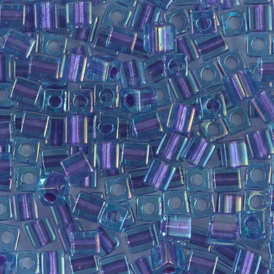 4mm Sparkling Purple Lined Aqua Luster Miyuki Cube Bead (125 Gm) #1827