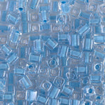 4mm Sky Blue Lined Crystal Miyuki Cube Bead (125 Gm) #221