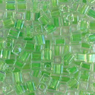 4mm Light Green Lined Crystal Miyuki Cube Bead (125 Gm) #228