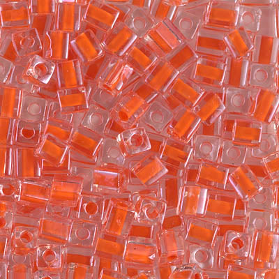 4mm Orange Lined Crystal Miyuki Cube Bead (125 Gm) #236