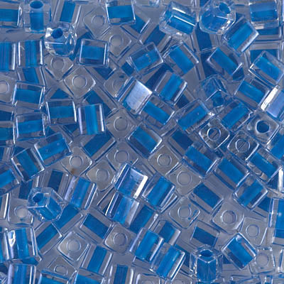 4mm Blue Lined Crystal Miyuki Cube Bead (125 Gm) #238