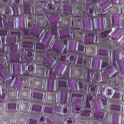 4mm Magenta Lined Crystal Miyuki Cube Bead (125 Gm) #243