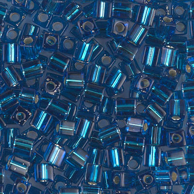 4mm Silver Lined Capri Blue Miyuki Cube Bead (125 Gm) #25