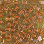 4mm Orange Lined Chartreuse Miyuki Cube Bead (125 Gm) #2630