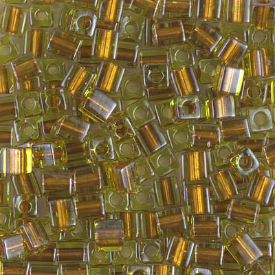 4mm Copper Lined Chartreuse Miyuki Cube Bead (125 Gm) #2631