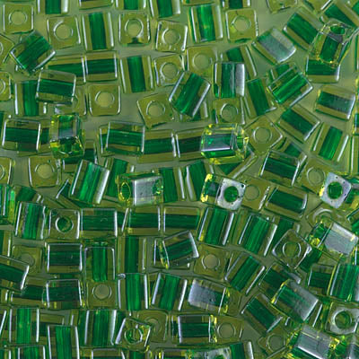 4mm Emerald Lined Chartreuse Miyuki Cube Bead (125 Gm) #2636