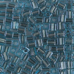 4mm Sparkling Pewter Lined Aqua Miyuki Cube Bead (125 Gm) #2639