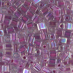 4mm Raspberry Lined Crystal AB Miyuki Cube Bead (125 Gm) #264