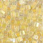 4mm Light Yellow Lined Crystal AB Miyuki Cube Bead (125 Gm) #273