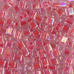 4mm Dark Coral Lined Crystal AB Miyuki Cube Bead (125 Gm) #276