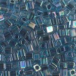 4mm Blue Lined Aqua AB Miyuki Cube Bead (125 Gm) #339