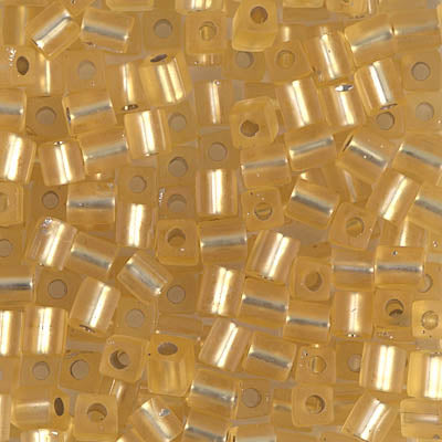 4mm Matte Silver Lined Gold Miyuki Cube Bead (125 Gm) #3F