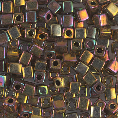 4mm Metallic Gold Iris Miyuki Cube Bead (125 Gm) #462