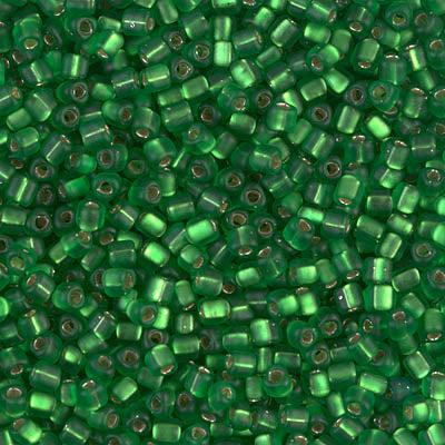 5/0 Matte Silver Lined Green Miyuki Triangle Seed Bead (125 Gm) #1802F