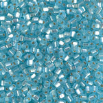 8/0 Matte Silver Lined Aqua Miyuki Triangle Seed Bead (125 Gm) #1803F