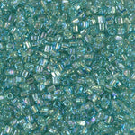 8/0 Sparkling Silver Gray Lined Aqua AB Miyuki Triangle Seed Bead (125 Gm) #1821