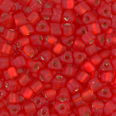 5/0 Matte Silver Lined Flame Red Miyuki Triangle Seed Bead (125 Gm) #1808F