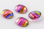 Vintage 8mm x 10mm Transparent Rainbow Stripe Oval Cabochon #XS101-D