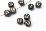 6mm Black Glass "U" Alphabet Bead #ADB721