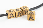 6mm Gold Plastic "A" Letter Cube #ADB801