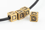 6mm Gold Plastic "D" Letter Cube #ADB804