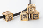 6mm Gold Plastic "P" Letter Cube #ADB816