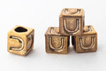 6mm Gold Plastic "U" Letter Cube #ADB821