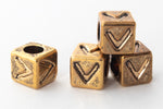 6mm Gold Plastic "V" Letter Cube #ADB822