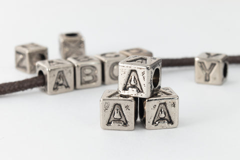 6mm Silver Plastic "A" Letter Cube #ADB901