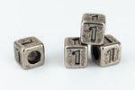 6mm Silver Plastic "1" Number Cube #ADB927