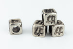 6mm Silver Plastic "4" Number Cube #ADB930