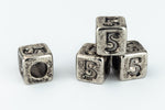 6mm Silver Plastic "5" Number Cube #ADB931