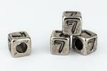 6mm Silver Plastic "7" Number Cube #ADB933