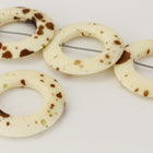 25mm White/Brown Speckle Bone Ring (2 Pcs) #BNH208-General Bead