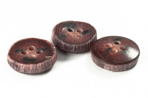 15mm Dark Red Faux Antler 4 Hole Button (2 Pcs) #BTN059