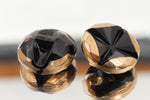 14mm Black and Gold Glass Button #BUT114