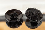 18mm Black Swirl Glass Button #BUT117