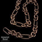 9mm x 5mm Antique Copper Rectangle and Round Textured Link Chain CC243-General Bead