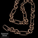9mm x 5mm Antique Copper Rectangle and Round Textured Link Chain CC243-General Bead