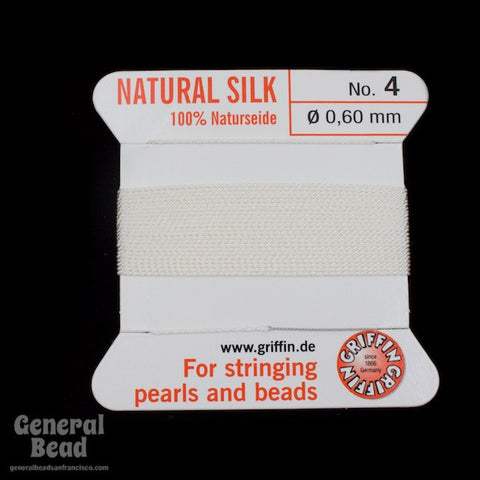 Griffin Silk Beading Cord & Needle Size 6 Beige - Rings & Things