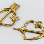 23mm Raw Brass Open Heart with Arrow Charm #CHA219-General Bead