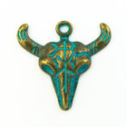 30mm Antique Brass/Patina Ox Skull Pewter Charm #CHA313-General Bead