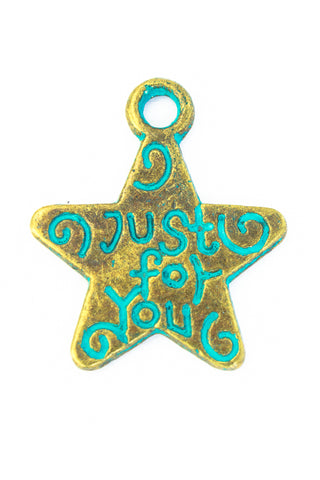 15mm Antique Brass/Patina Star Pewter Charm #CHA314-General Bead