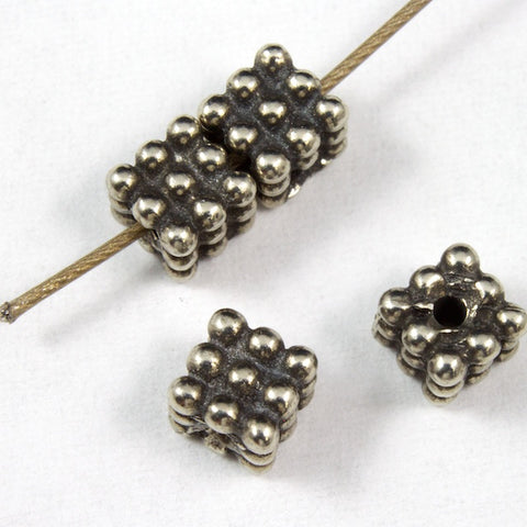4mm Antique Silver TierraCast Pewter Beaded Cube Bead #CK108