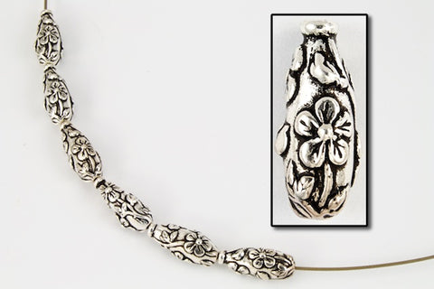 5mm x 15mm Antique Silver TierraCast Wild Rose Drop (2 Pcs) #CK150
