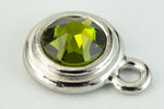 34ss Olivine/Bright Silver Tierracast Bezel Ear Post with Loop #CKA316-General Bead