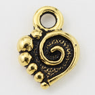 13mm Antique Gold Tierracast Spiral Heart Drop #CK564-General Bead