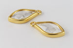 14mm Swarovski 2205 Crystal/Bright Gold TierraCast "Flame" Frame Drop (6 Pcs) #CK798-General Bead